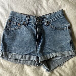 Levi's Blue Jean Shorts High-Waisted Cuffed